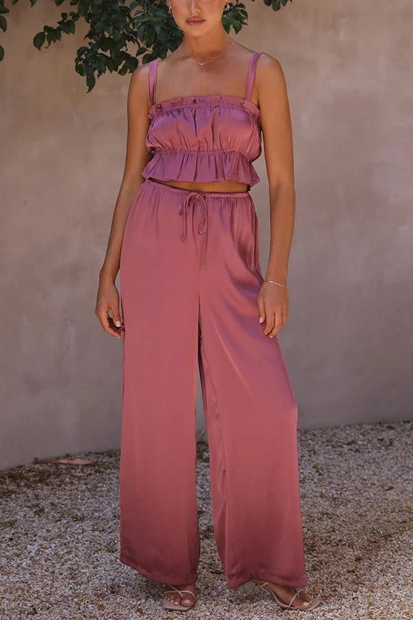 Julianne Ruffle Top Elastic Waist Pants Set - Women's Coordinated Two-Piece Outfit - Image 14