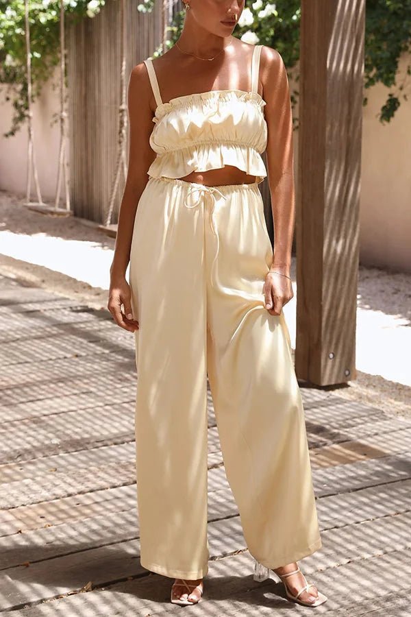 Julianne Ruffle Top Elastic Waist Pants Set - Women's Coordinated Two-Piece Outfit - Image 4