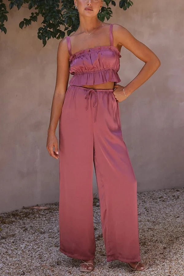 Julianne Ruffle Top Elastic Waist Pants Set - Women's Coordinated Two-Piece Outfit - Image 15