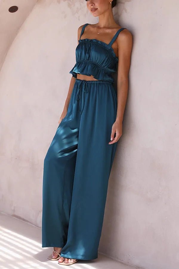 Julianne Ruffle Top Elastic Waist Pants Set - Women's Coordinated Two-Piece Outfit - Image 11