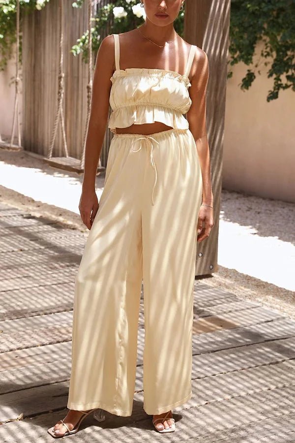 Julianne Ruffle Top Elastic Waist Pants Set - Women's Coordinated Two-Piece Outfit - Image 6