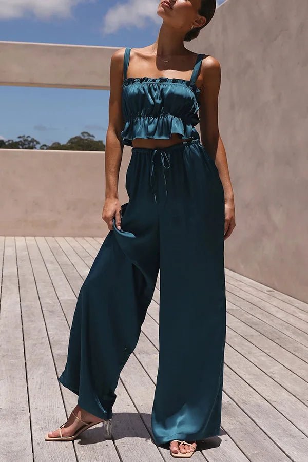 Julianne Ruffle Top Elastic Waist Pants Set - Women's Coordinated Two-Piece Outfit - Image 12