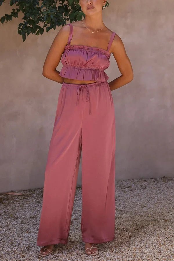 Julianne Ruffle Top Elastic Waist Pants Set - Women's Coordinated Two-Piece Outfit - Image 13