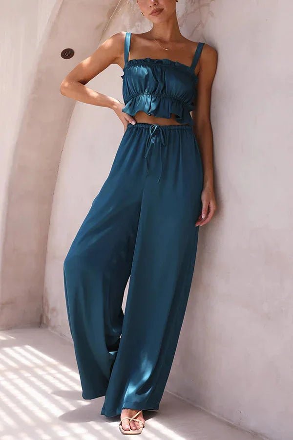 Julianne Ruffle Top Elastic Waist Pants Set - Women's Coordinated Two-Piece Outfit - Image 10