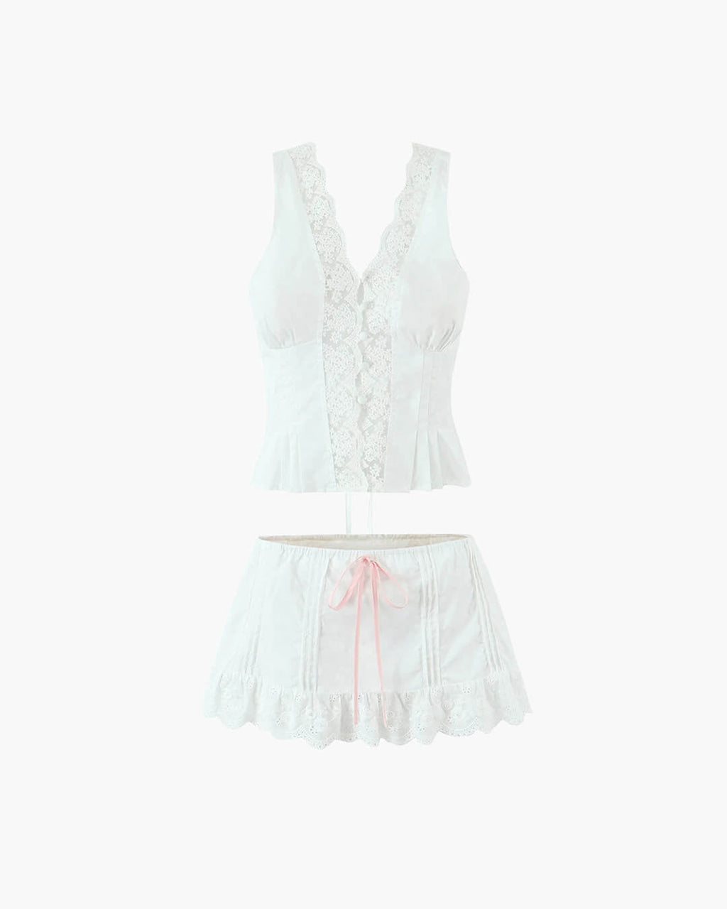 Klarissa Lace Trim Mini Skirt Set - Women's Coordinated Two-Piece Outfit - Image 7