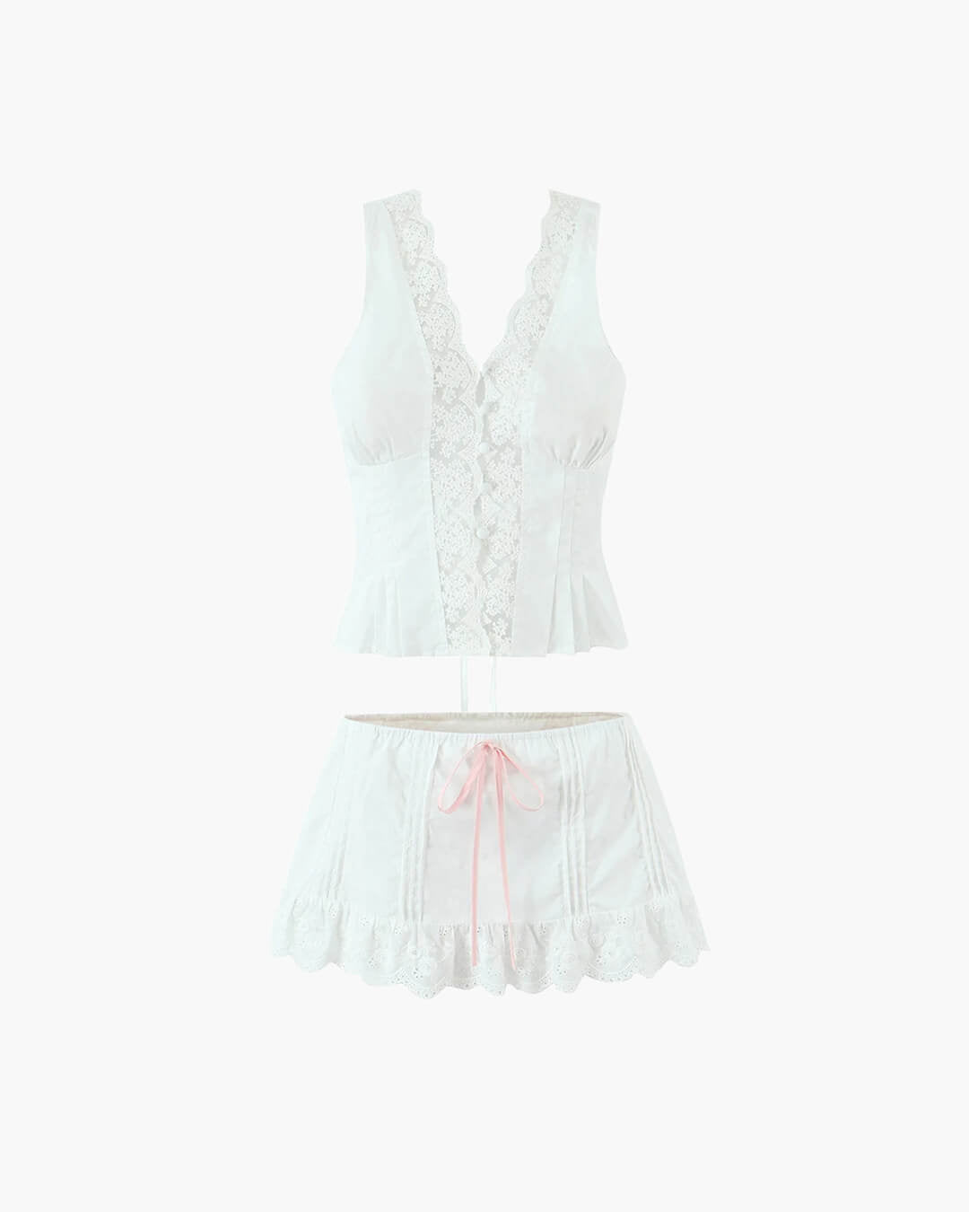 Klarissa Lace Trim Mini Skirt Set - Women's Coordinated Two-Piece Outfit - Image 7
