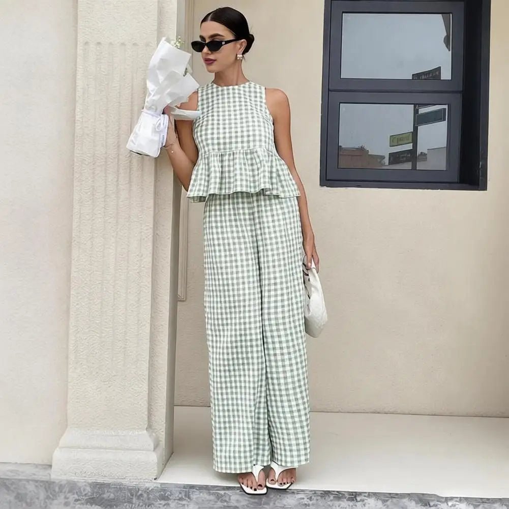 Leanne Plaid Ruffle Two-Piece Set - Women's Coordinated Two-Piece Outfit - Image 5