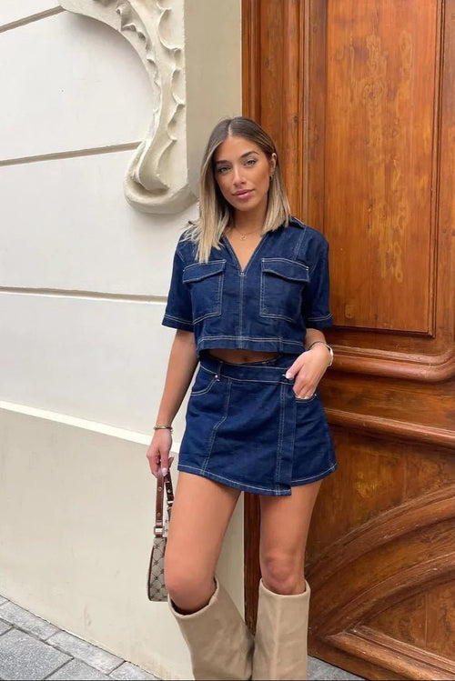 Beatrice Cropped Top & Skorts Set - Women's Coordinated Two-Piece Outfit - Image 2