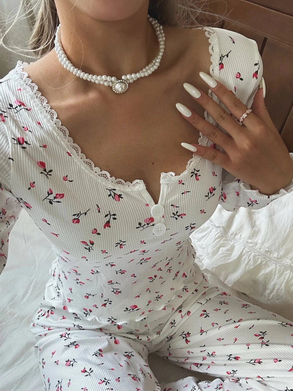 Long Sleeve Floral Pyjama Set - Women's Coordinated Two-Piece Outfit - Image 3