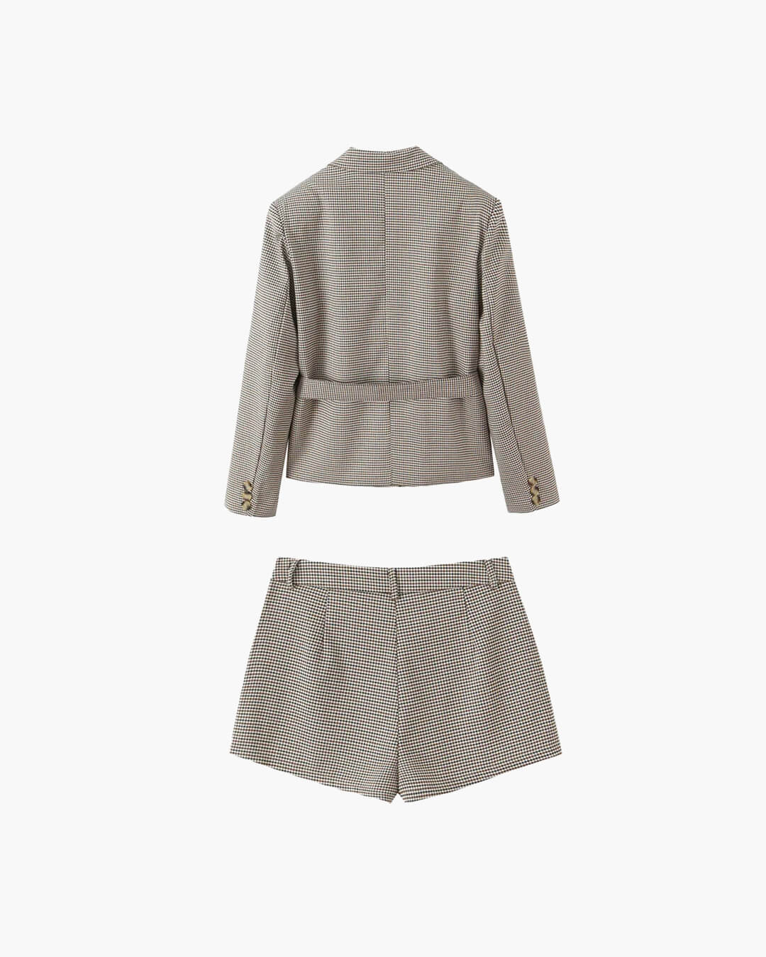 Lucy Women's Houndstooth Belted Shorts Suit Set - Office Wear Matching Set - Image 9