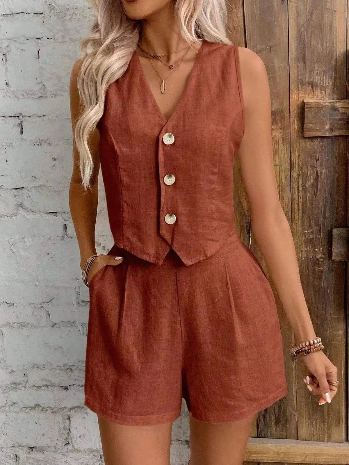 Lumi Cotton Linen Two Piece Set - Women's Coordinated Two-Piece Outfit - Image 4