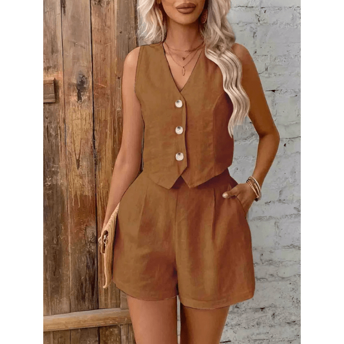 Lumi Cotton Linen Two Piece Set - Women's Coordinated Two-Piece Outfit - Image 8