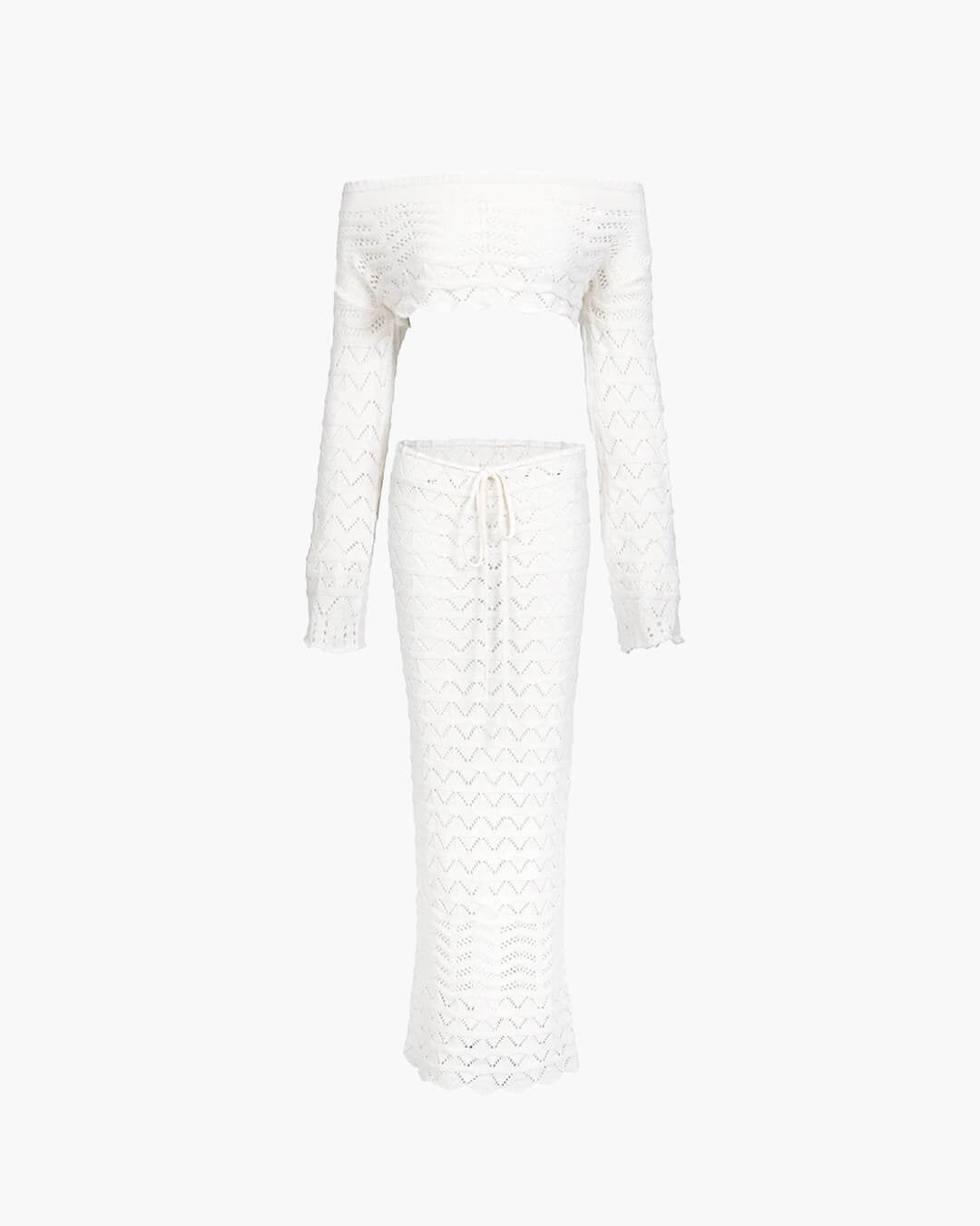 Megan Offshoulder Knit Beach Set - Women's Coordinated Two-Piece Outfit
