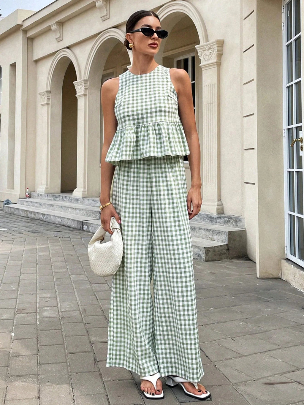 Mei Lattice Ruffled Two-Piece Set - Women's Coordinated Two-Piece Outfit - Image 3