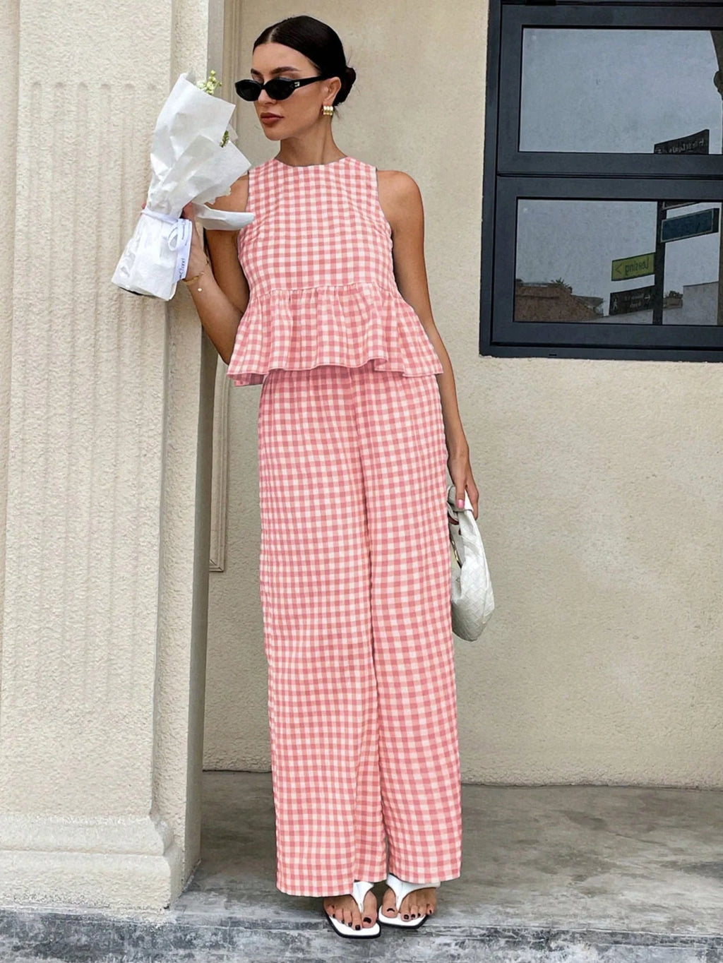 Mei Lattice Ruffled Two-Piece Set - Women's Coordinated Two-Piece Outfit