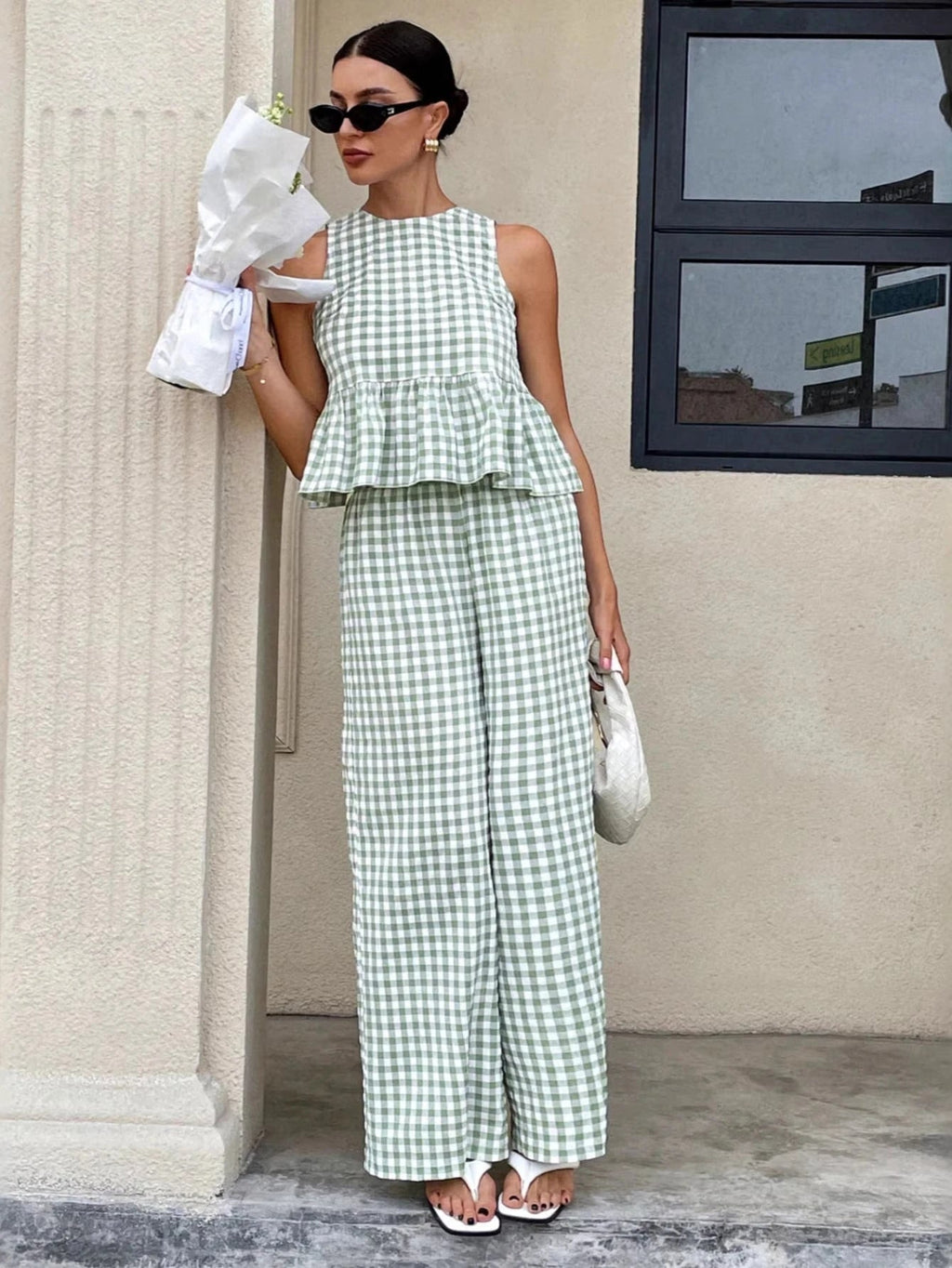 Mei Lattice Ruffled Two-Piece Set - Women's Coordinated Two-Piece Outfit - Image 4