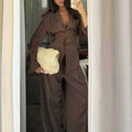 Melanie Pinstripe Pant Suit - Women's Coordinated Two-Piece Outfit - Image 3