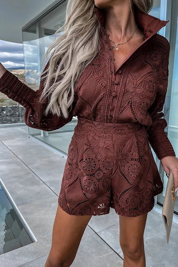 Natalie Women's Lace Embroidered Matching Shorts Set - Two Piece Summer Co-Ord - Image 8