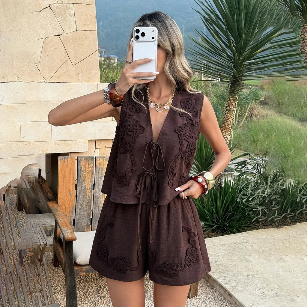 Nia Two-Piece Sleeveless Lounge Set - Women's Coordinated Two-Piece Outfit