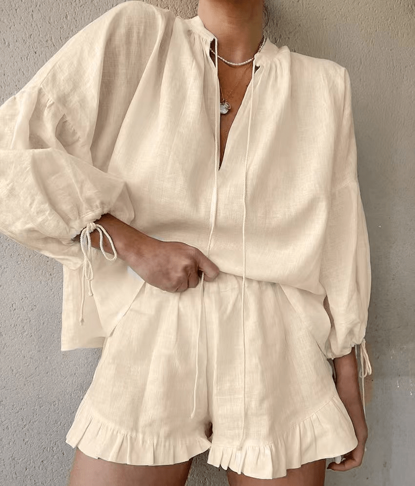 Nina Azure Lounge Set - Women's Coordinated Two-Piece Outfit - Image 2