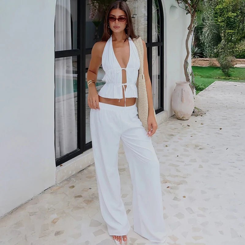 Renata Halter Cotton Two-Piece Set - Women's Coordinated Two-Piece Outfit - Image 2