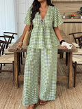 Roselyn Summer Plaid Set - Women's Coordinated Two-Piece Outfit