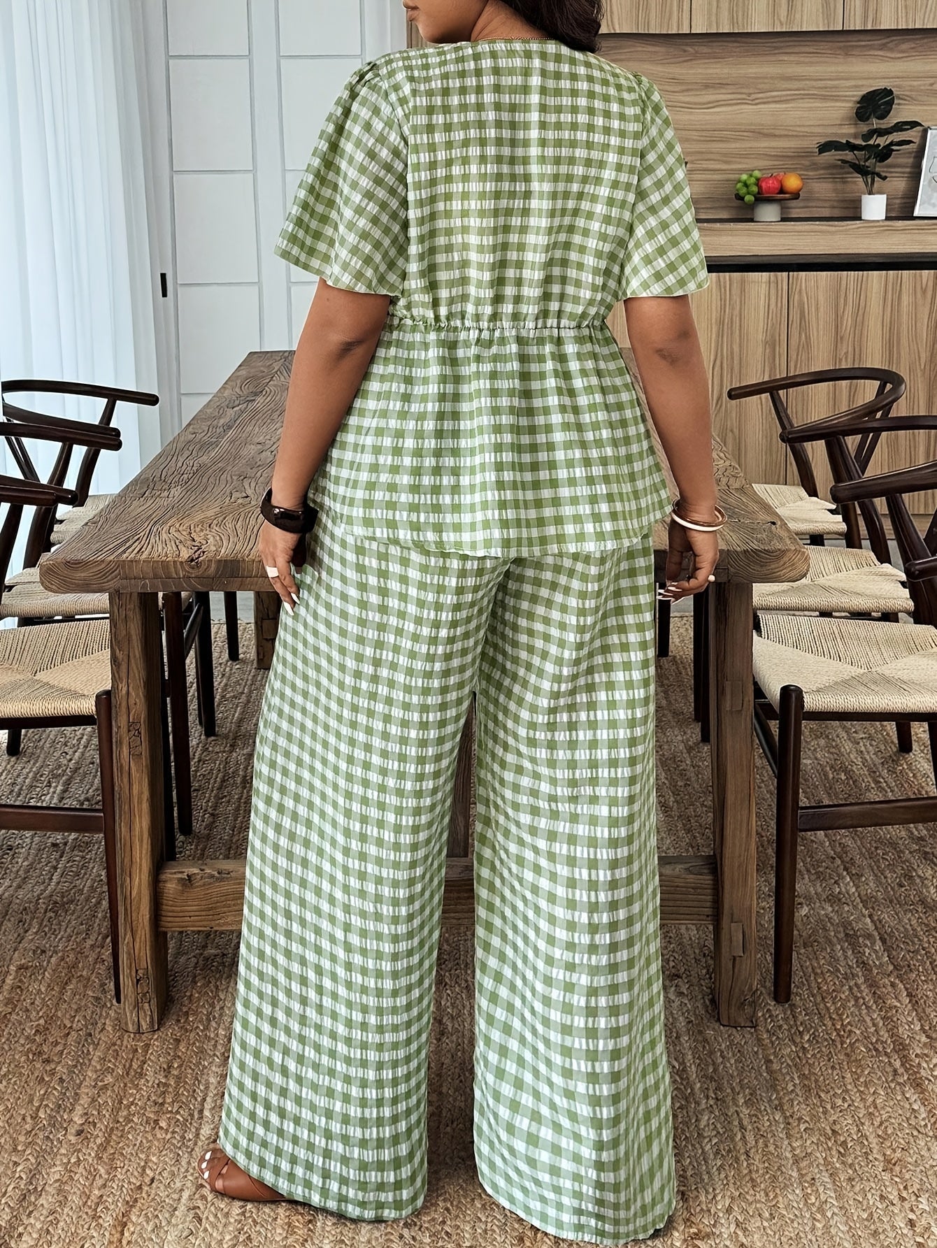 Roselyn Summer Plaid Set - Women's Coordinated Two-Piece Outfit - Image 2