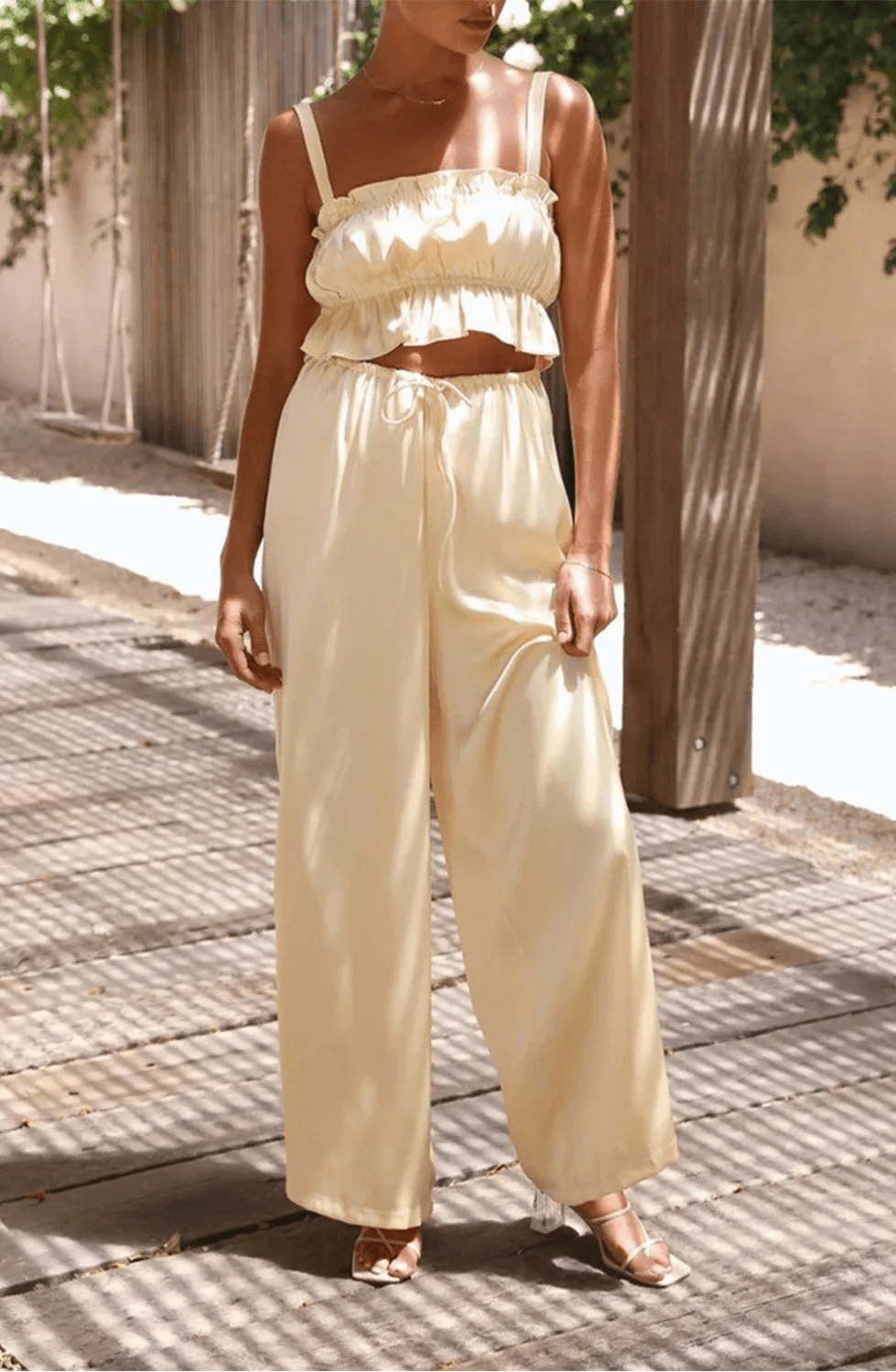 Helen Wide Leg Ruffle Set - Women's Coordinated Two-Piece Outfit - Image 3