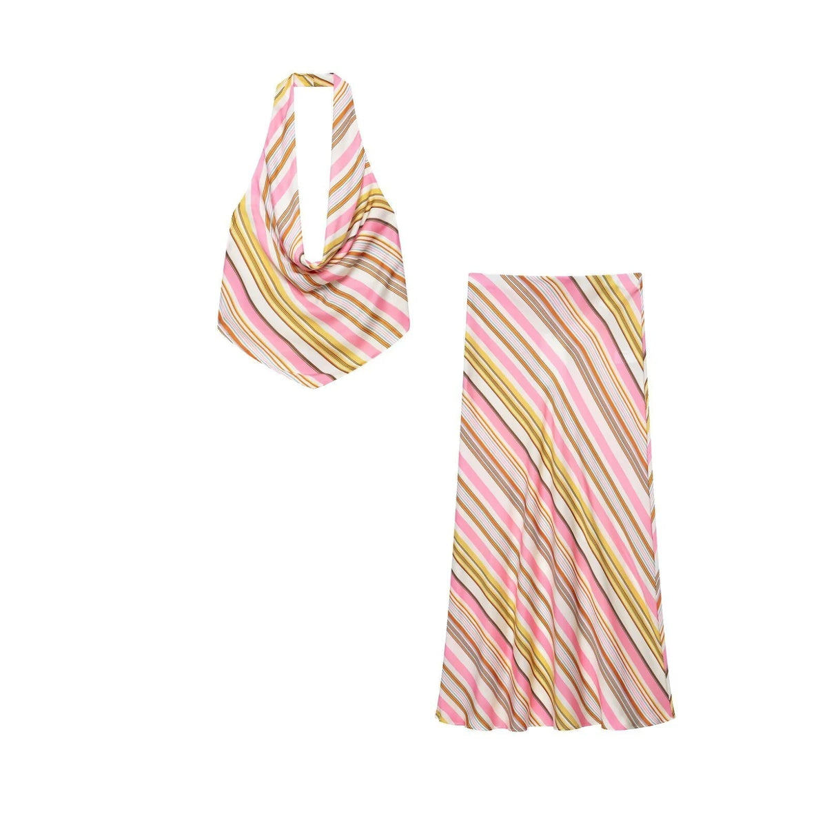 Sienna Bohemian Striped Satin Two-Piece Set - Women's Coordinated Two-Piece Outfit - Image 9