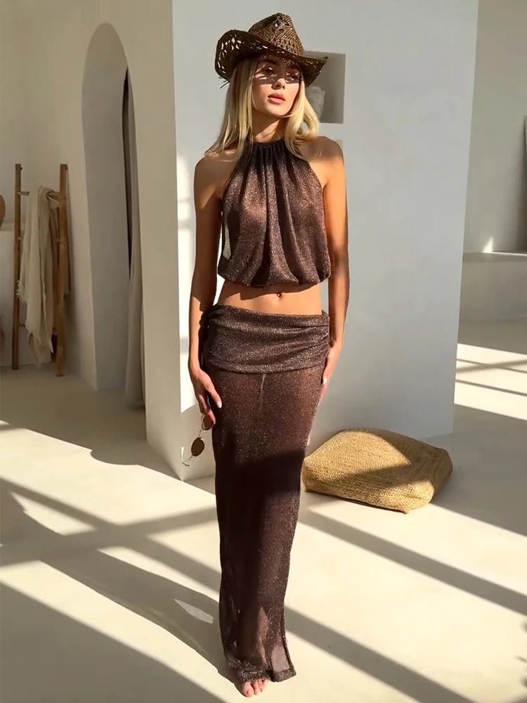Airet Lace-Up Knit Two-Piece Set - Women's Coordinated Two-Piece Outfit