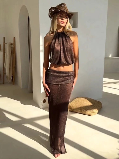 Airet Lace-Up Knit Two-Piece Set - Women's Coordinated Two-Piece Outfit