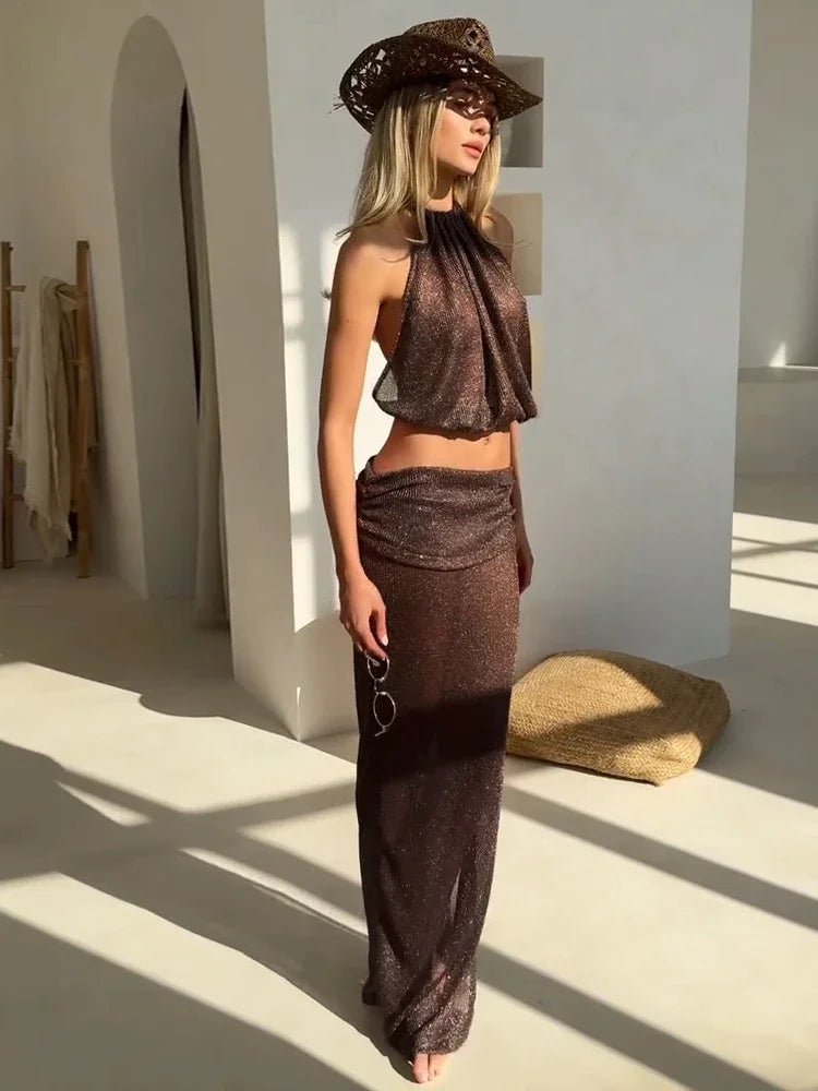 Airet Lace-Up Knit Two-Piece Set - Women's Coordinated Two-Piece Outfit - Image 3