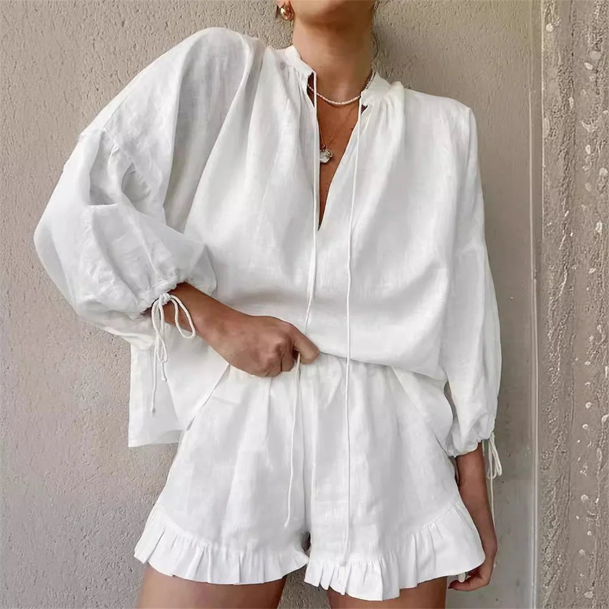 Sabrina Ruffle Shorts Set - Women's Coordinated Two-Piece Outfit - Image 2