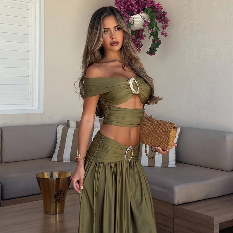Naomi Two-Piece Crop Set - Women's Coordinated Two-Piece Outfit - Image 4