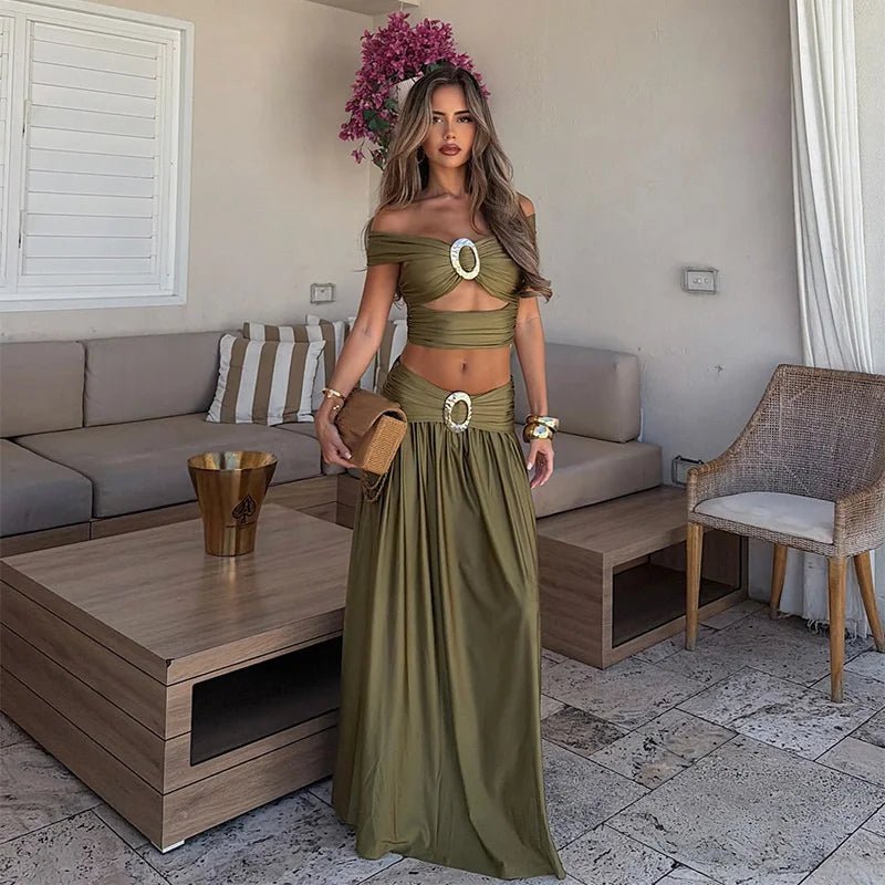 Naomi Two-Piece Crop Set - Women's Coordinated Two-Piece Outfit - Image 3