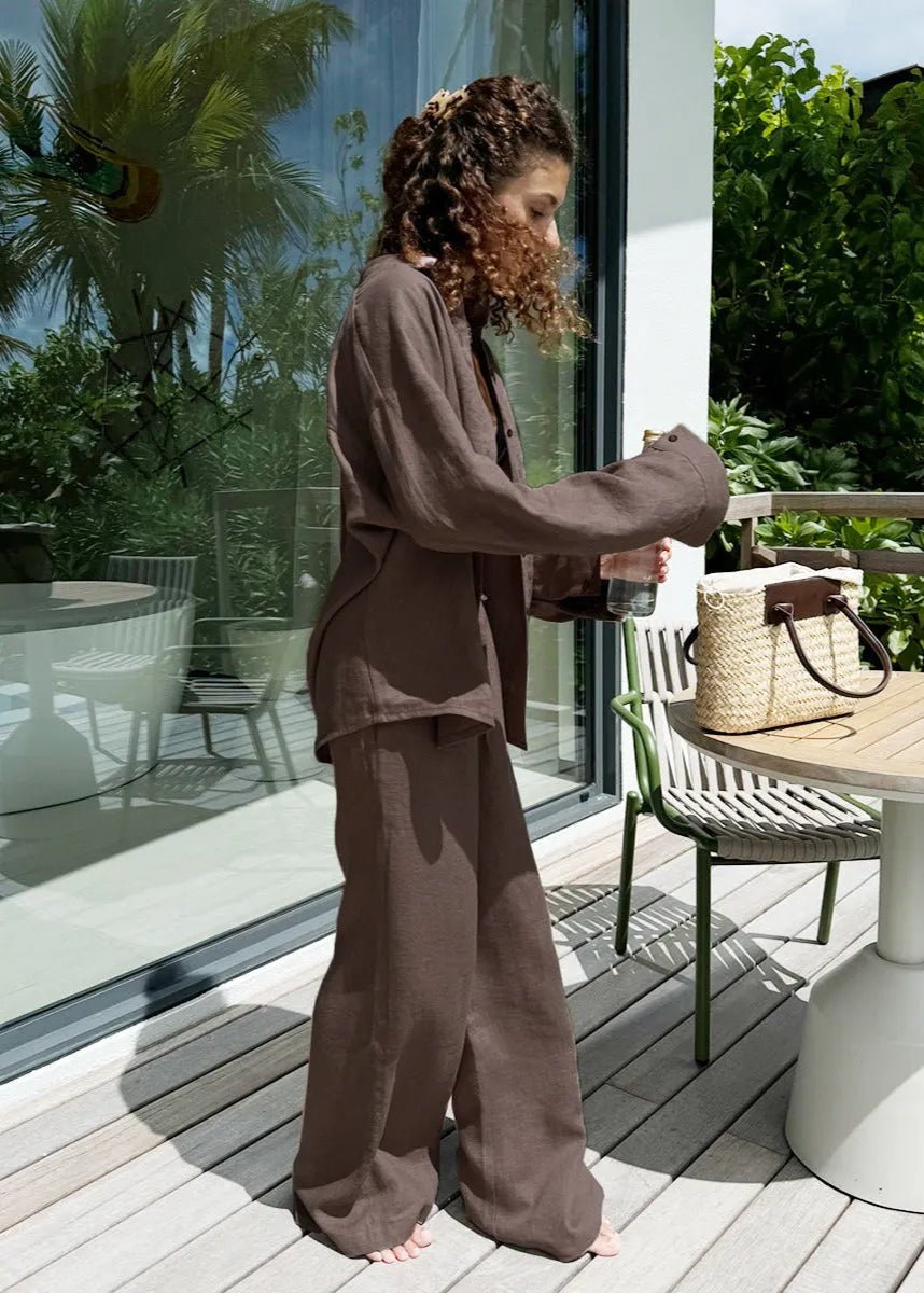Sophia Cotton Shirt & Lounge Pants Set - Women's Coordinated Two-Piece Outfit - Image 7