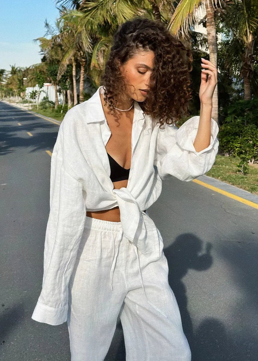 Sophia Cotton Shirt & Lounge Pants Set - Women's Coordinated Two-Piece Outfit - Image 4