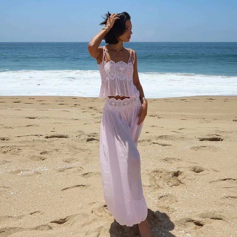 Sophia Floral Lace Ruffle Crop Top & Pants Set - Women's Coordinated Two-Piece Outfit - Image 7
