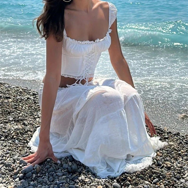 Sophia Lace Off-Shoulder Two-Piece Set - Women's Coordinated Two-Piece Outfit - Image 3