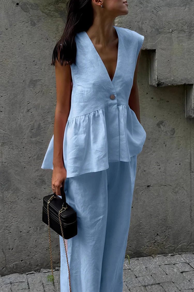 Sydney Ruffled Vest & Pants Set - Women's Coordinated Two-Piece Outfit - Image 7