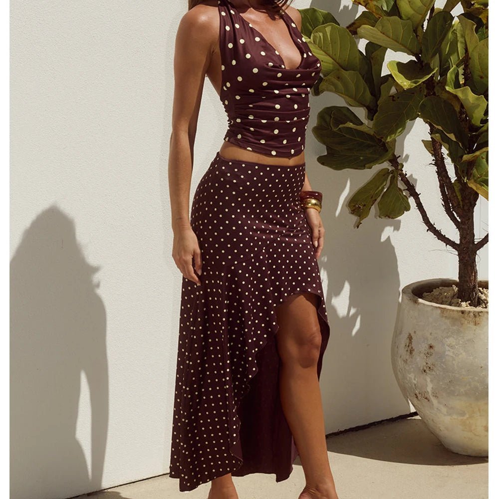 Sylvia Polka Dot Two-Piece Set - Women's Coordinated Two-Piece Outfit - Image 3