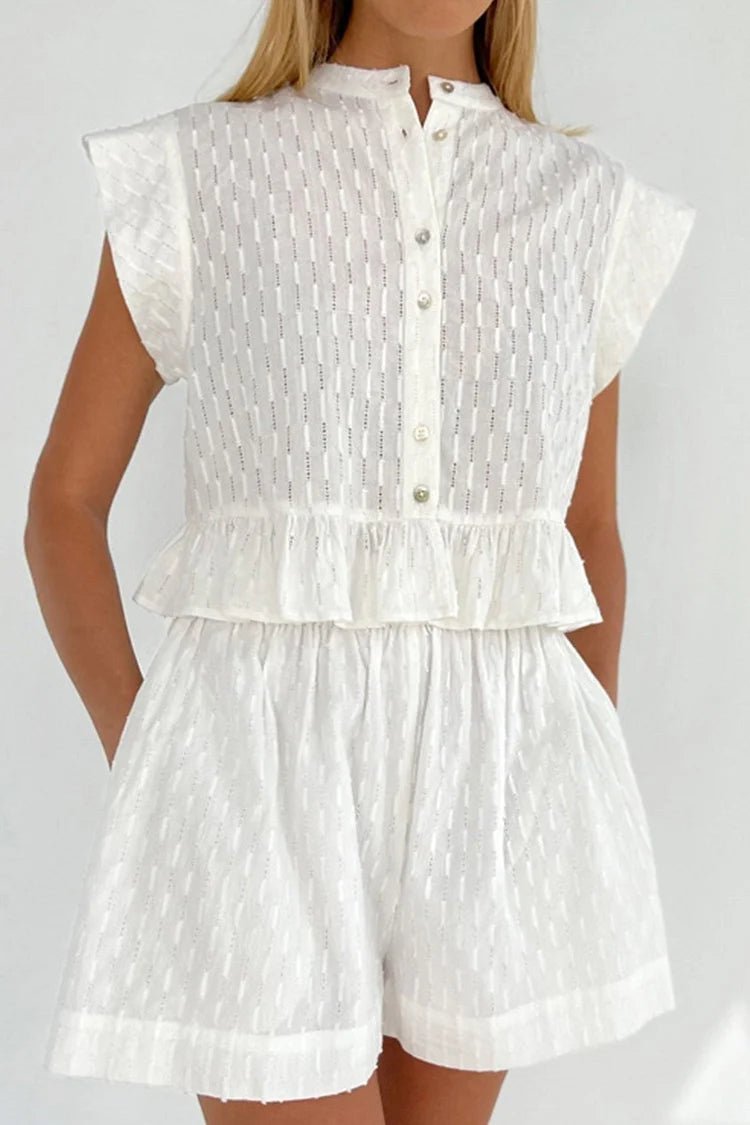Tanya Ruffled Short Sleeve Shorts Set - Women's Coordinated Two-Piece Outfit - Image 2