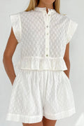 Tanya Ruffled Short Sleeve Shorts Set - Women's Coordinated Two-Piece Outfit - Image 2