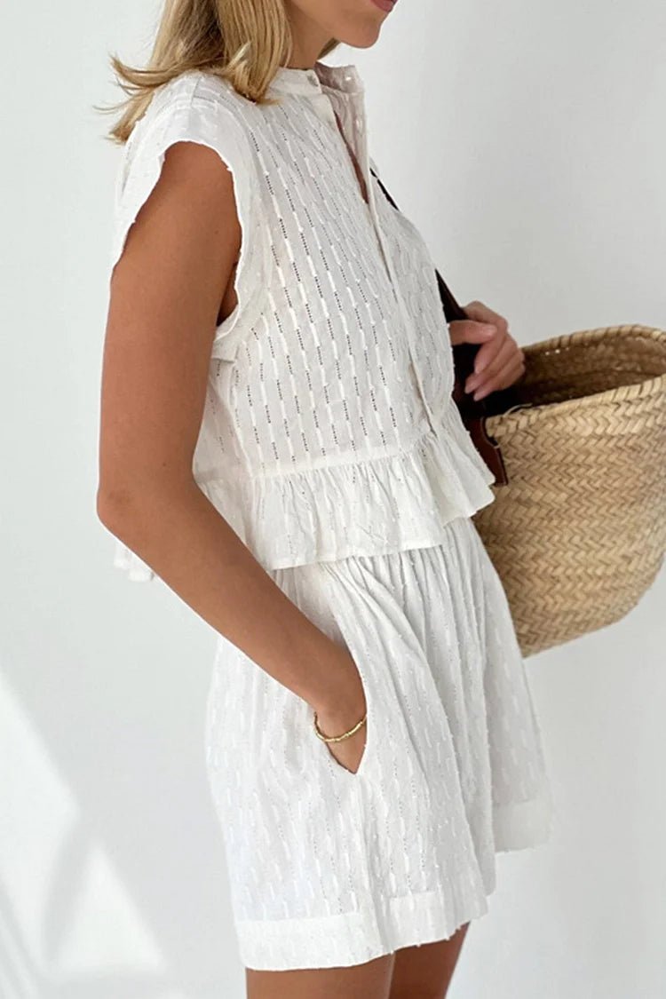 Tanya Ruffled Short Sleeve Shorts Set - Women's Coordinated Two-Piece Outfit - Image 5
