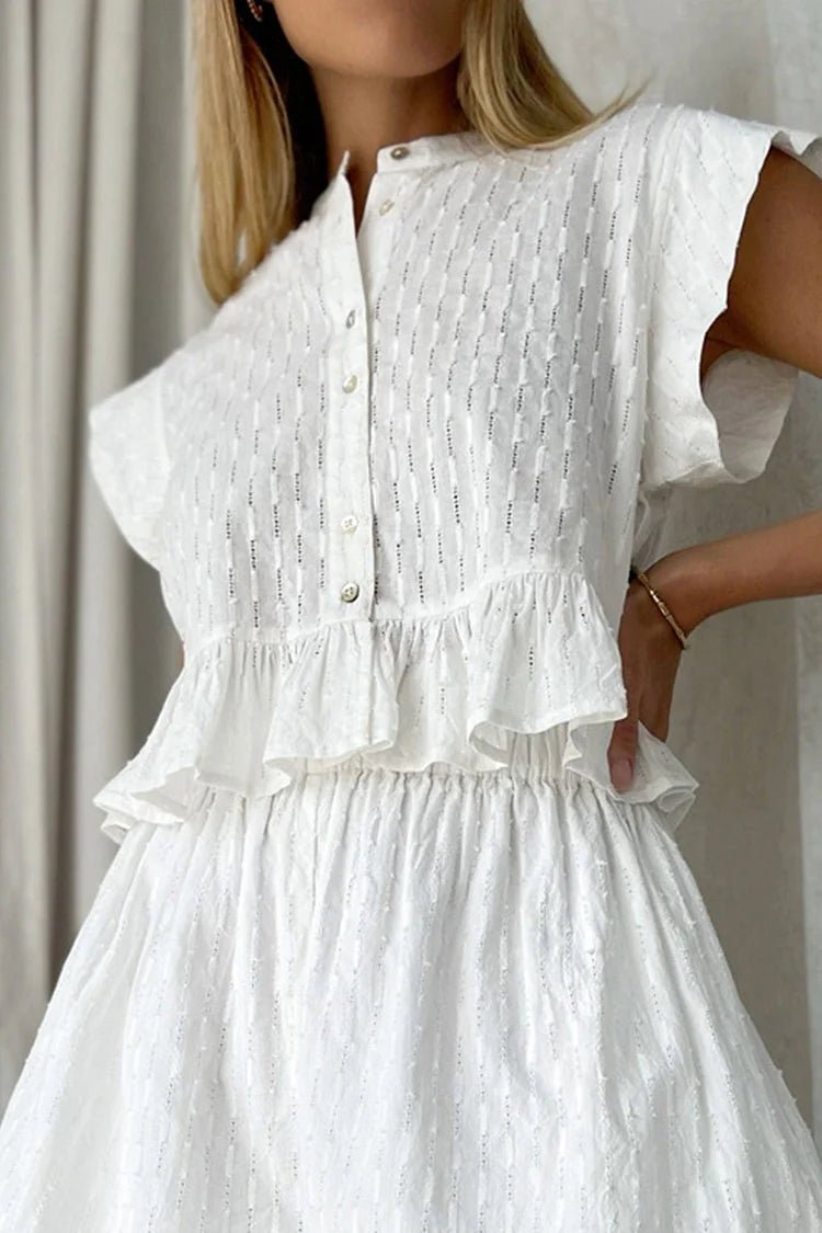 Tanya Ruffled Short Sleeve Shorts Set - Women's Coordinated Two-Piece Outfit - Image 4