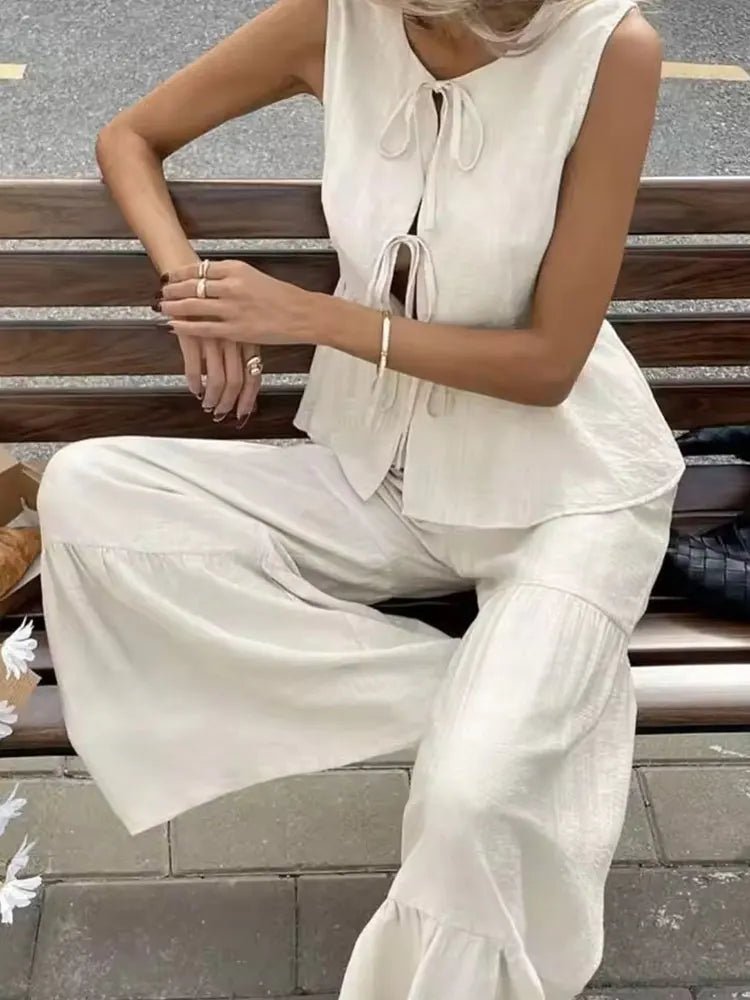 Vianne Tie Front Vest Trouser Set - Women's Coordinated Two-Piece Outfit - Image 5
