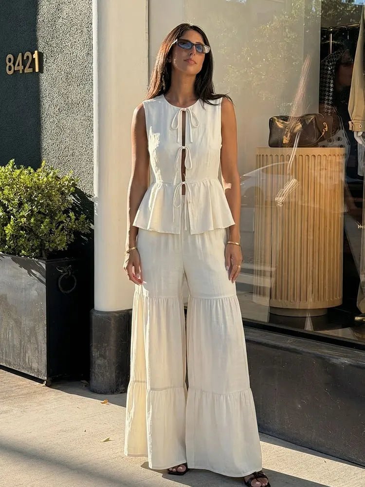Vianne Tie Front Vest Trouser Set - Women's Coordinated Two-Piece Outfit - Image 4
