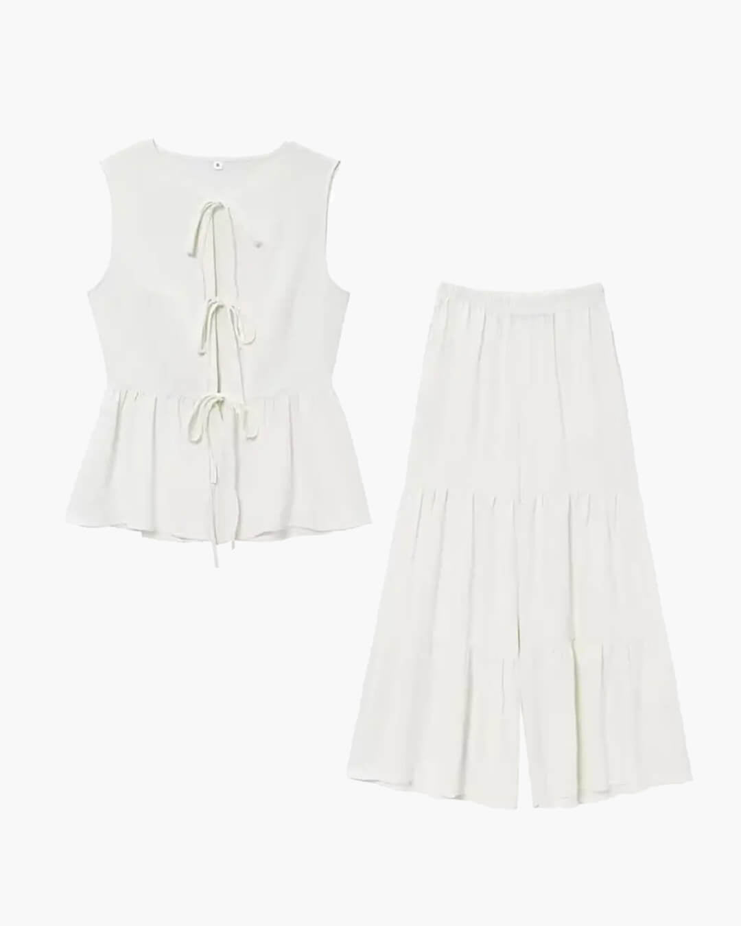 Vianne Tie Front Vest Trouser Set - Women's Coordinated Two-Piece Outfit