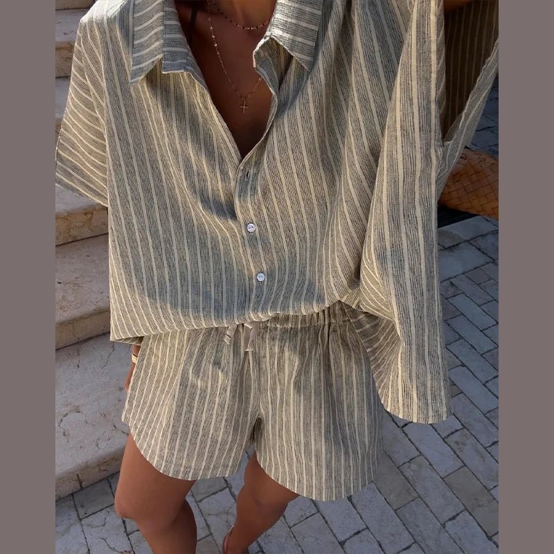 Denise Striped Shorts Set - Women's Coordinated Two-Piece Outfit - Image 6