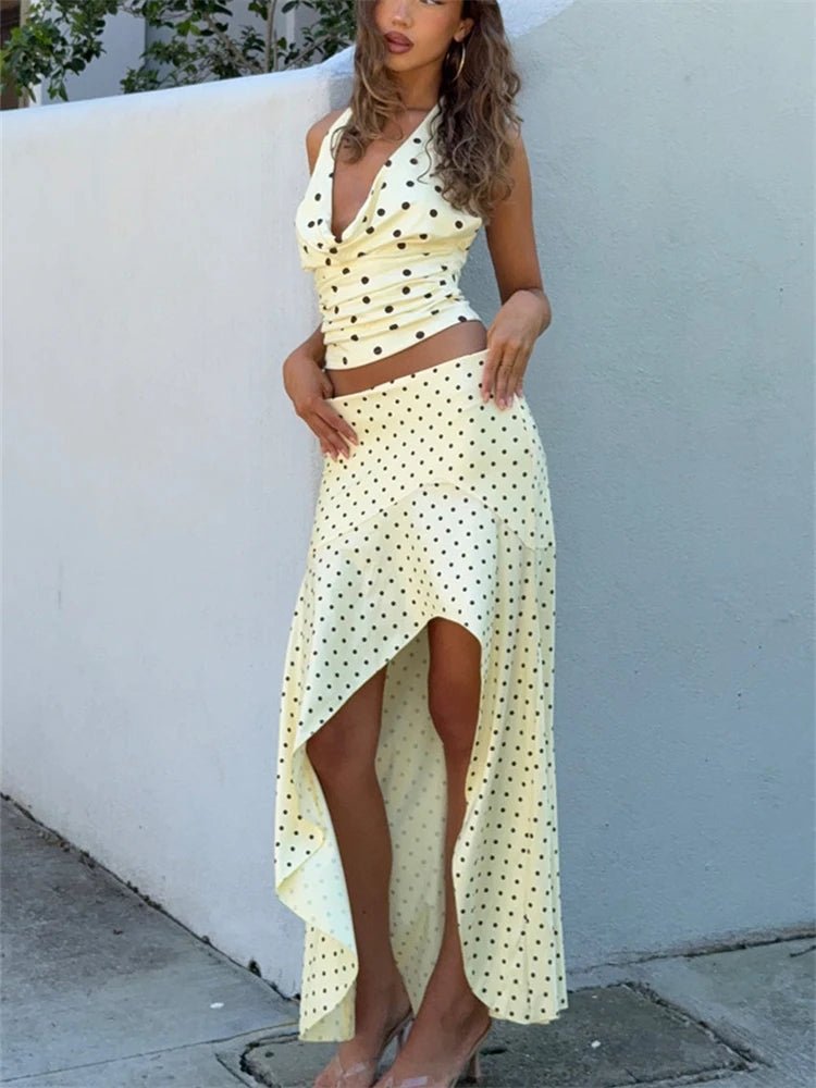 Yui Polka Dot Halter Two Piece Set - Women's Coordinated Two-Piece Outfit - Image 3